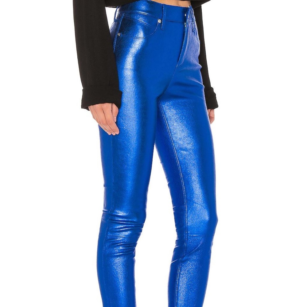 RtA Madrid Metallic Leather Jeans ELECTRIC BLUE